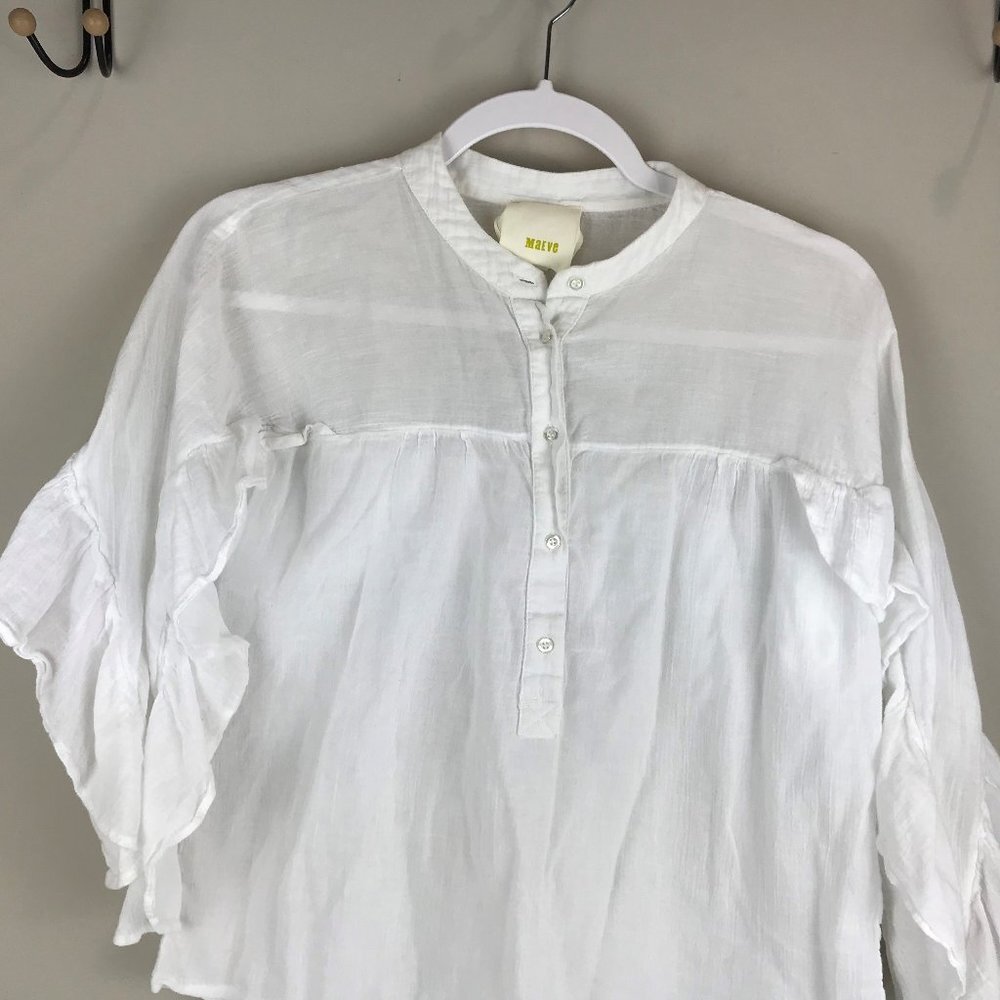Anthropologie Maeve 100% cotton crop 3/4 slv blouse US S